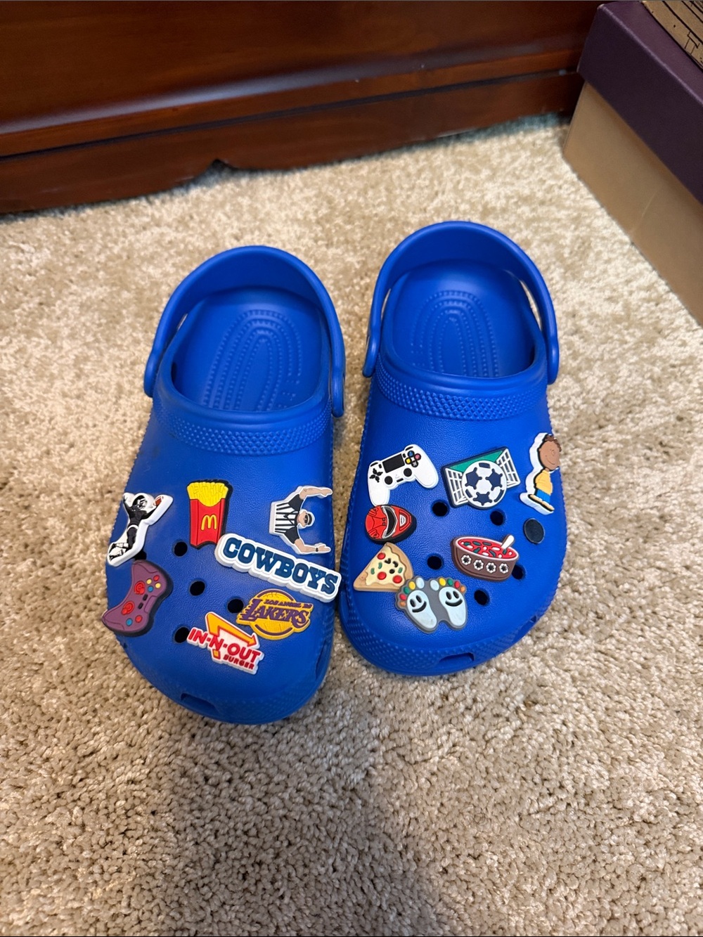 CROCS Kids Royal Blue Clog Sandals with Playful Charms